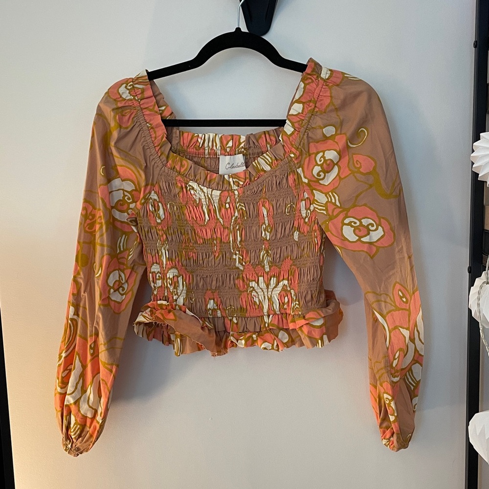 CLEOBELLA Floral Smocked Long Sleeve Top